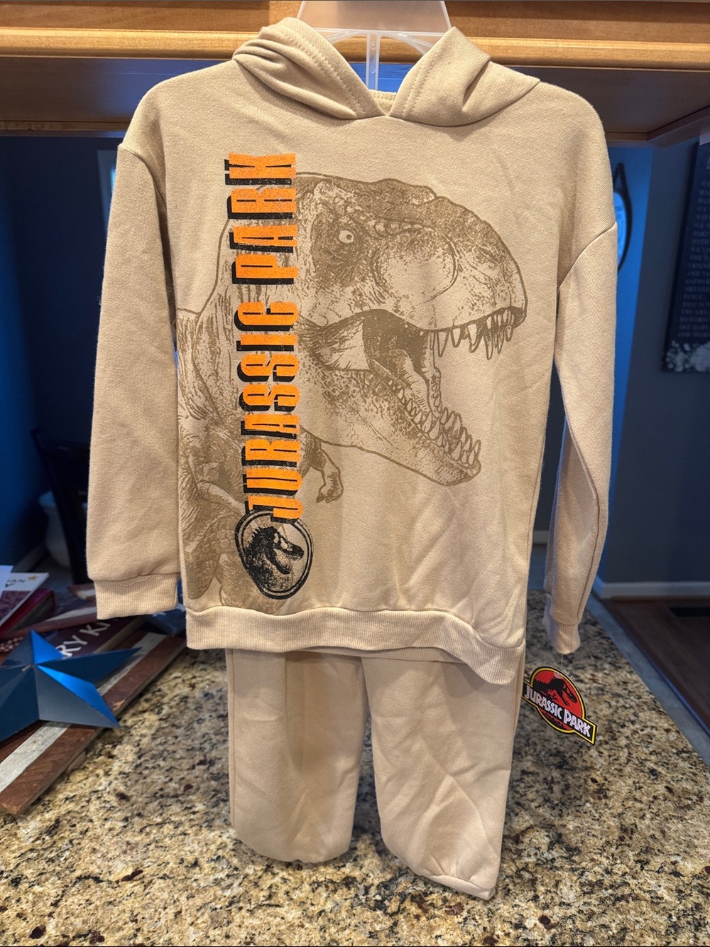 Jurassic Park Kids Beige Hoodie & Pants Matching Set